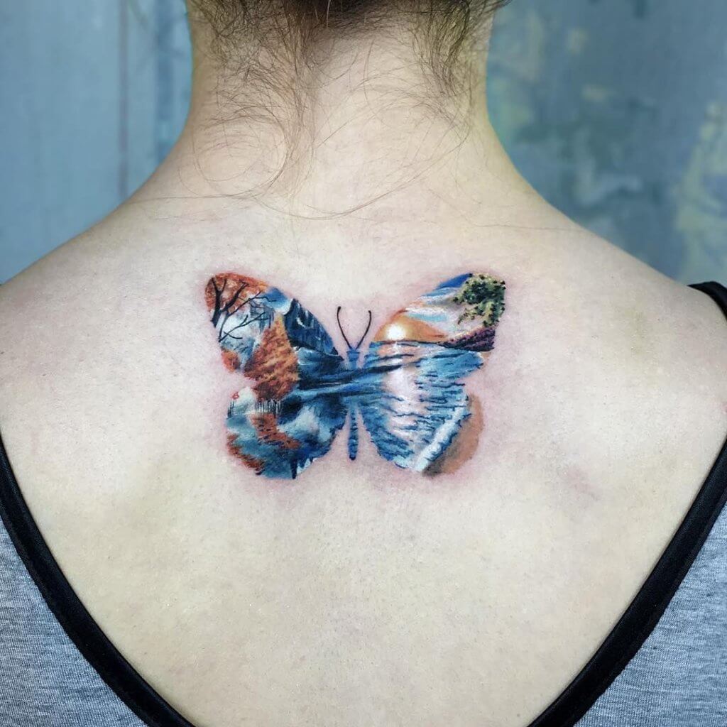butterfly tattoo colored