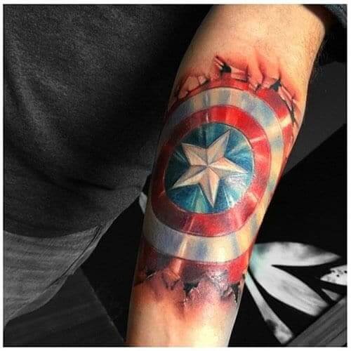 Chest Captain America Tattoo