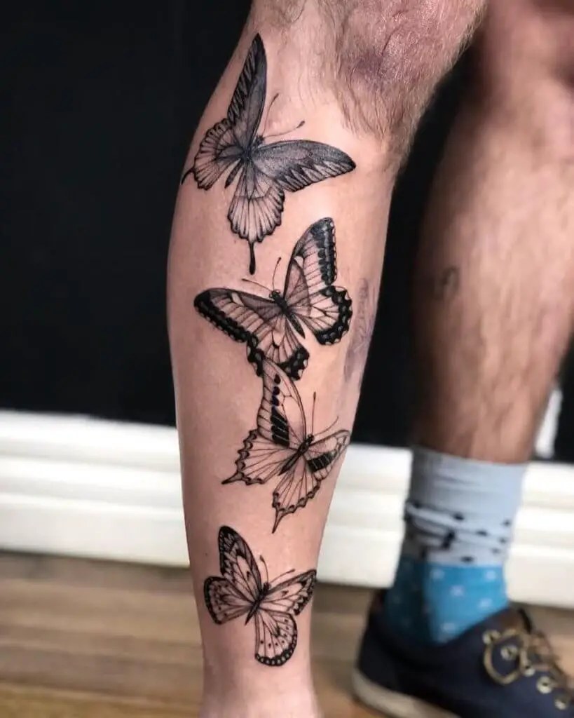 butterflies tattoos on leg