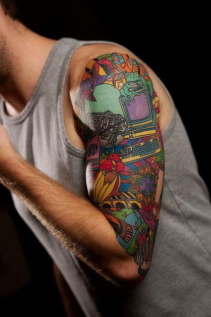 half sleeve Colorful tattoos