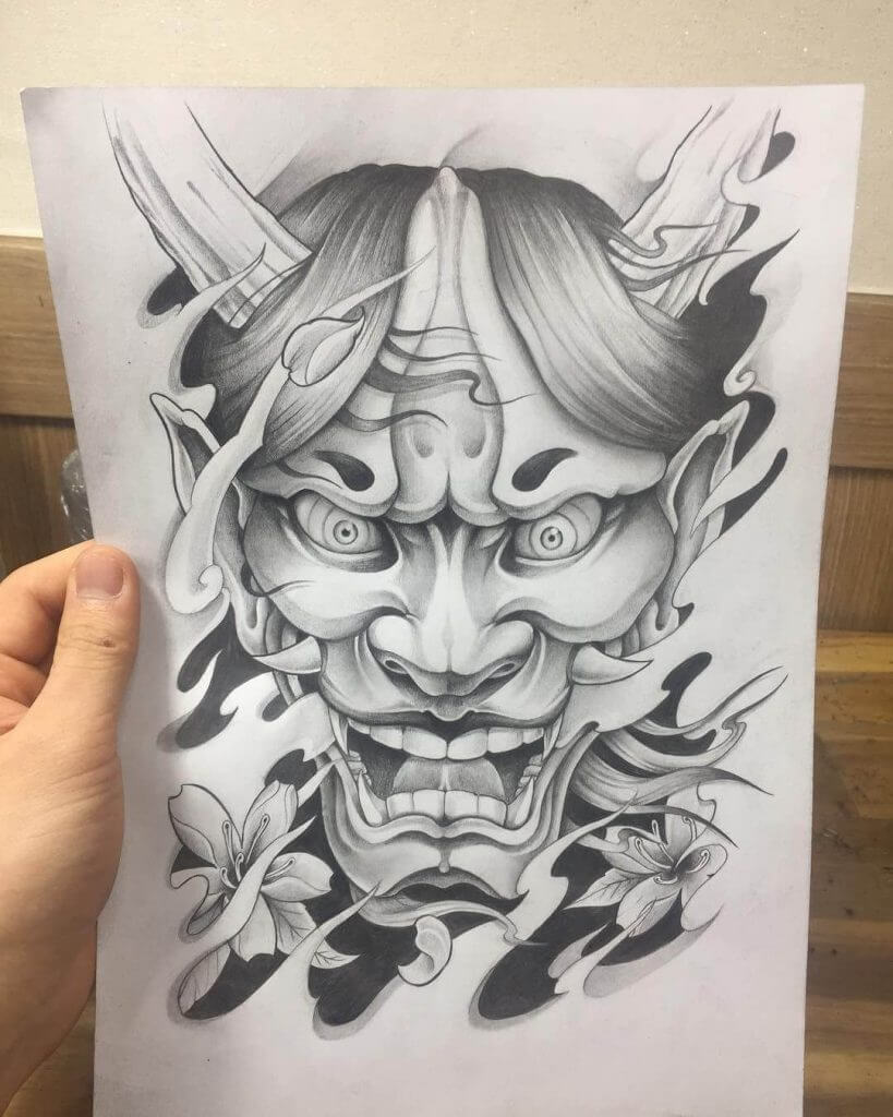 Demon tattoo on paper