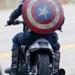 motorcycle racer with shield