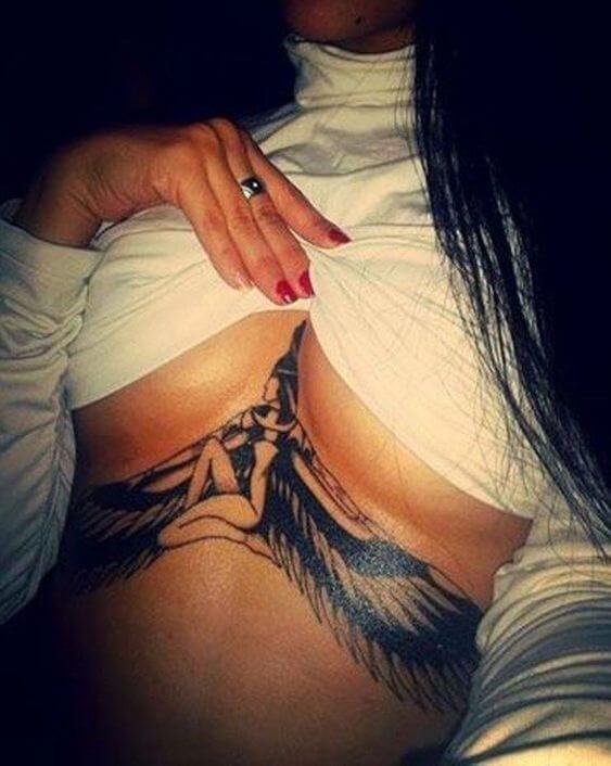 Egyptian Goddess underboob tattoo