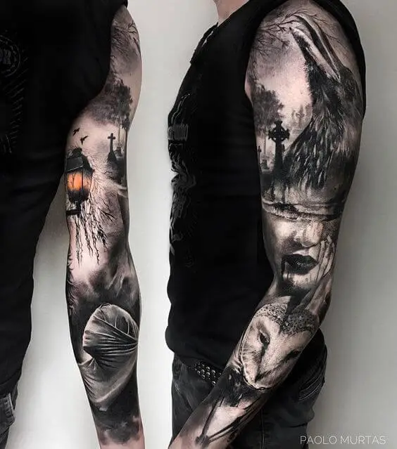 Haunting Graveyard tattoo