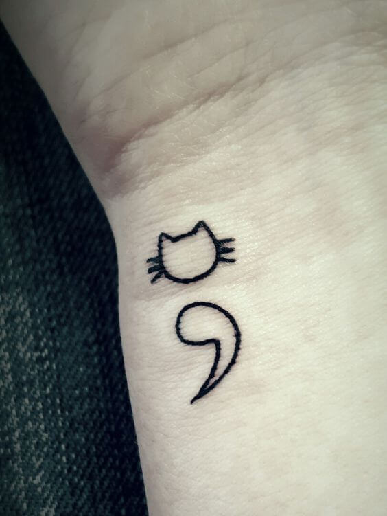 Semi-colon cat tattoo