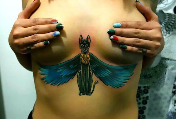 Splendid Egyptian Goddess Underboob tattoo