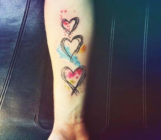 creative Watercolor Heart tattoo