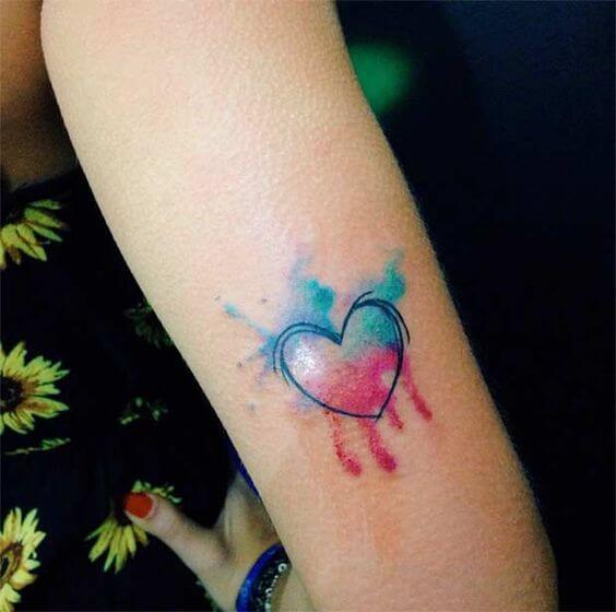 cute and small Watercolor Heart tattoo