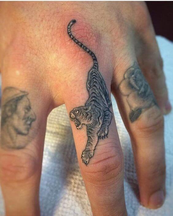 full body tiger finger tattoo
