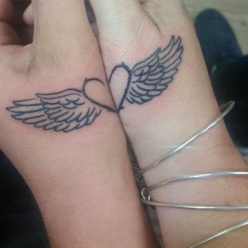 mother son Winged Heart tattoo