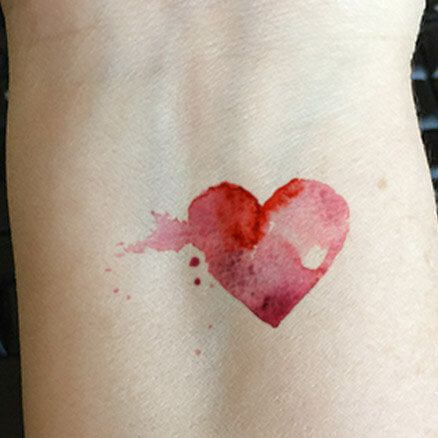 red Watercolor Heart tattoo