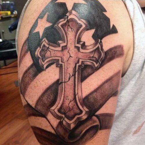 American Flag cross tattoo