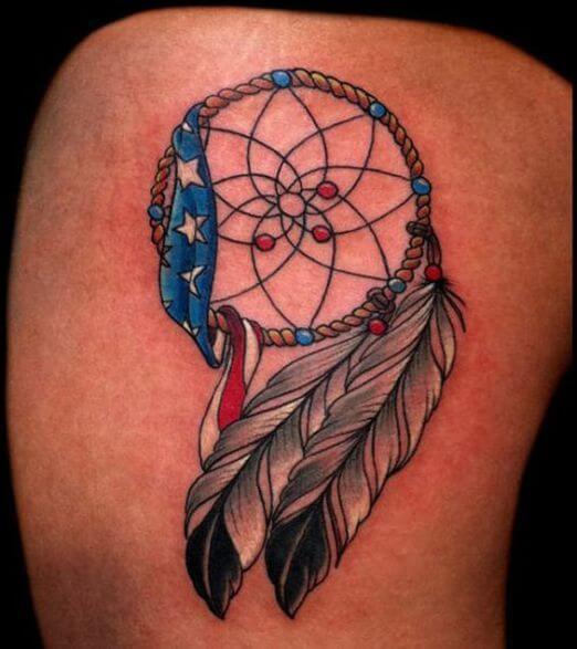 American Flag dream catcher tattoo