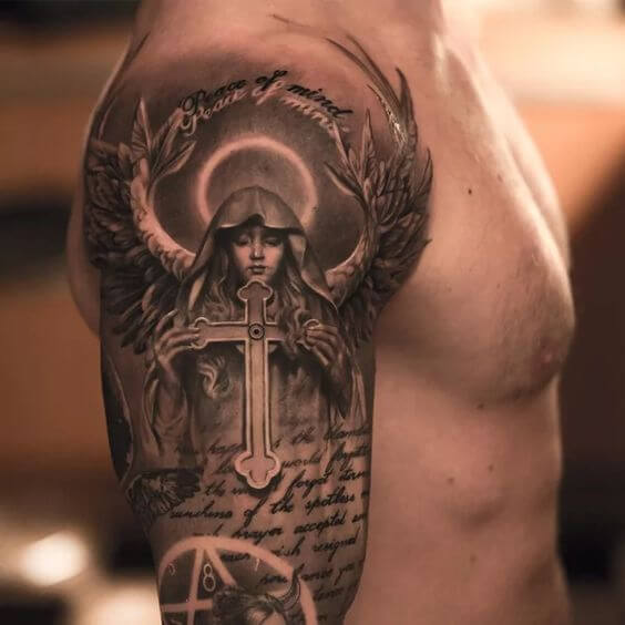 Guardian angel tattoo for men