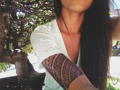 Tribal half-sleeve tattoo for women