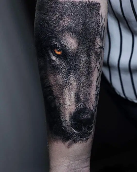 Wolf half-sleeve tattoo for women