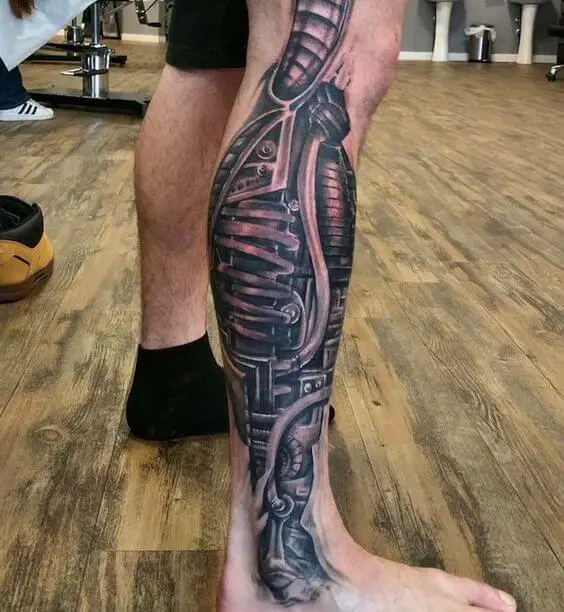 biomechanical tattoo leg