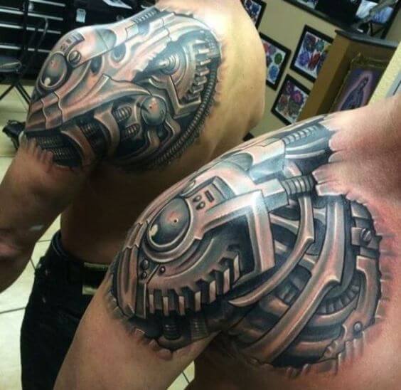 biomechanical tattoo shoulder