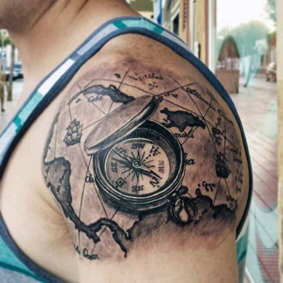 compass tattoo shoulder