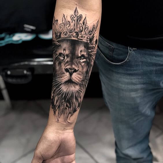 realistic lion tattoo for men