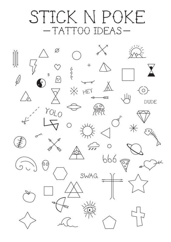 Stick poke tattoo flash sheet Essential TShirt for Sale by nellas1976   Redbubble