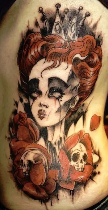 alice and wonderland tattoo with red queen