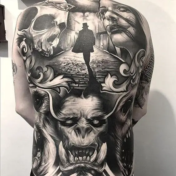 3d full back tattoo