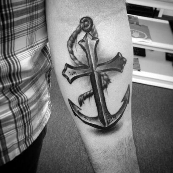 Anchor cross tattoo