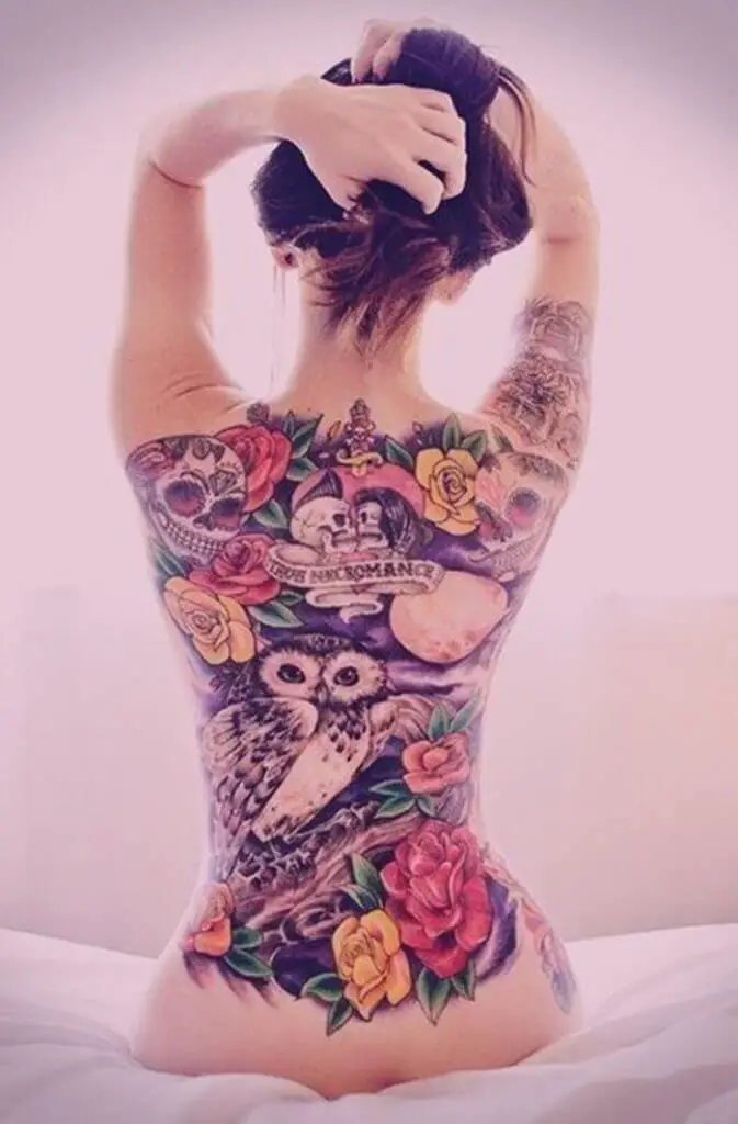 full back tattoos for girls