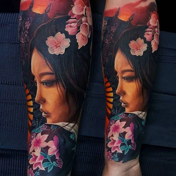 Geisha Tattoo Designs : A Japanese Geisha Tattoo Design Tattoos Book 65 000 Tattoos Designs : In geisha tattoo designs, women are usually seen holding fans.