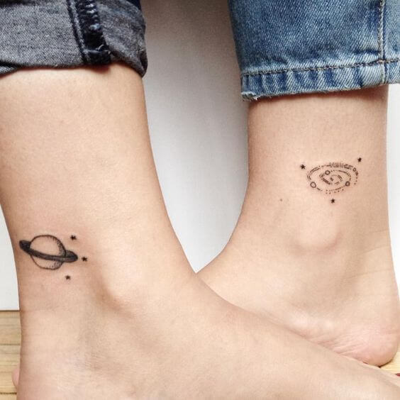 matching tattoos on foot
