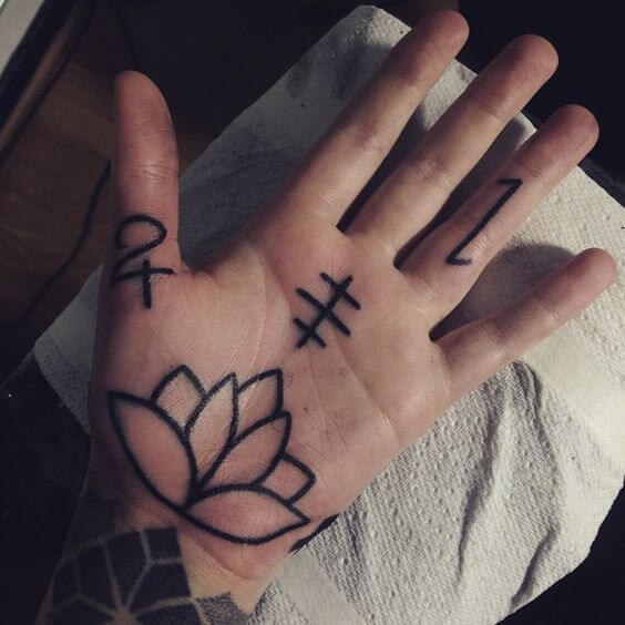 Lotus flower tattoo on hand