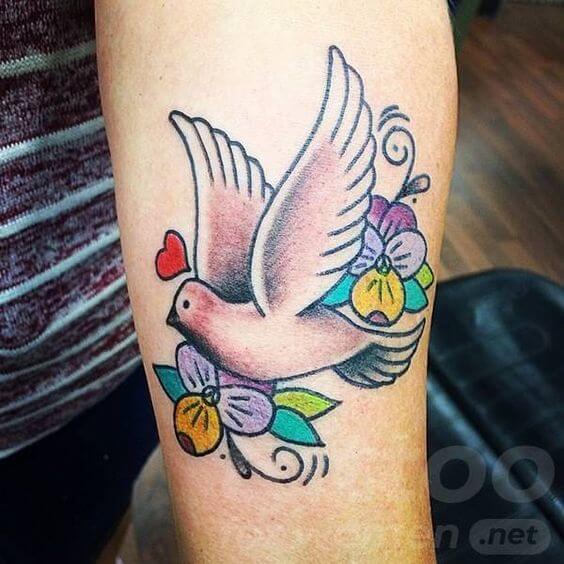 colorful dove tattoo design