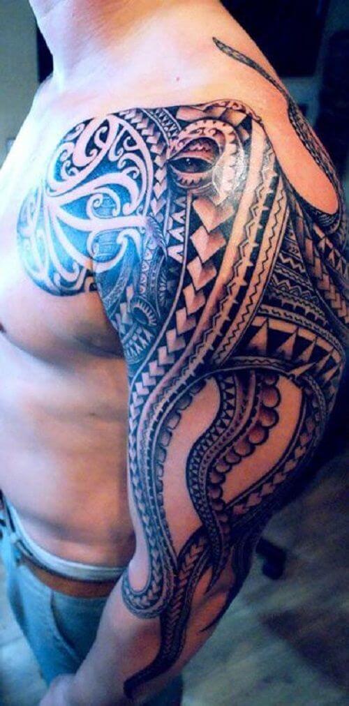 tribal octopus tattoo full sleeve