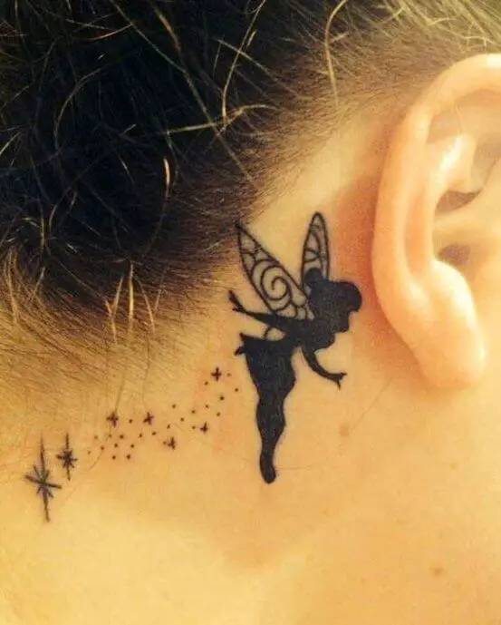 Fairy tattoo behind the ear