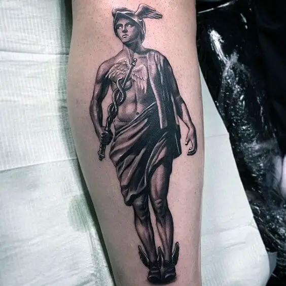 Realistic hermes tattoo