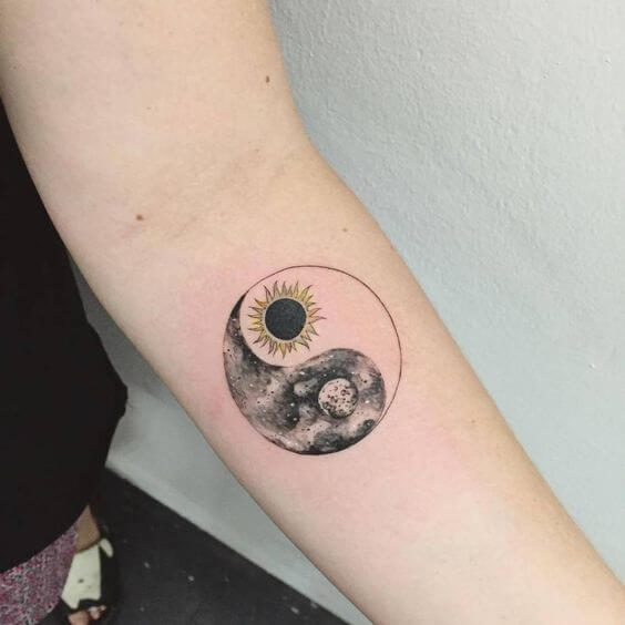 Sun and moon yin yang tattoo