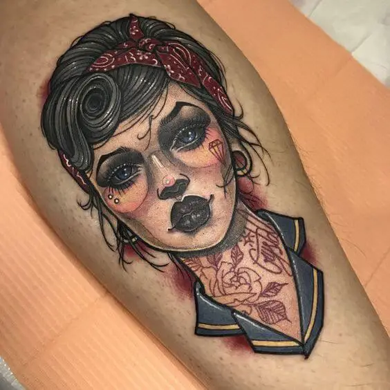 Tattoo within a tattoo pin up girl