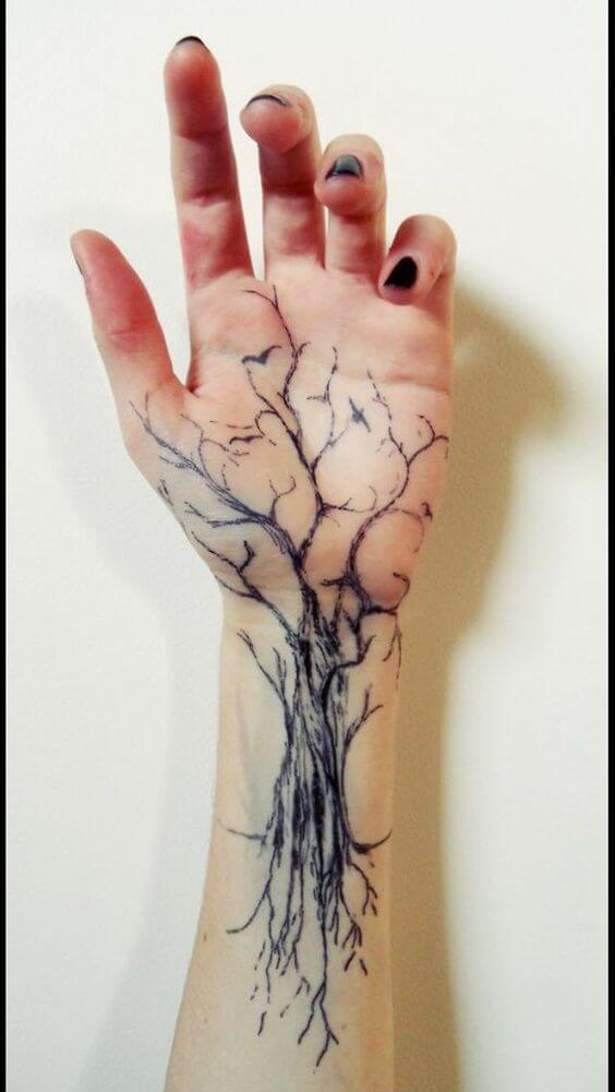 Trees tattoo on hand