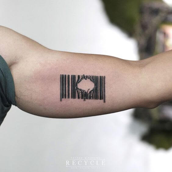 broken barcode tattoo