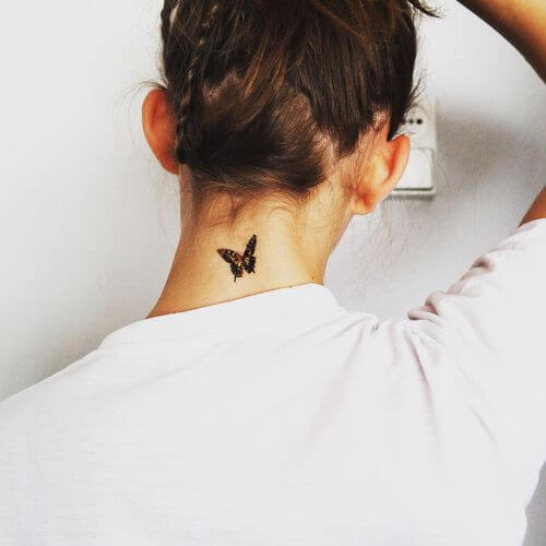 butterfly neck tattoo