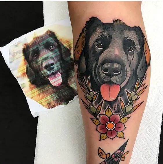 classic neo traditional dog tattoo