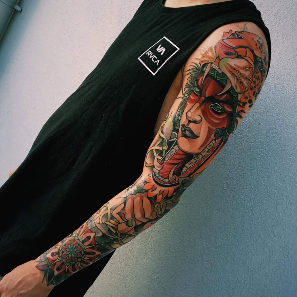 classic neo traditional tattoo sleeve