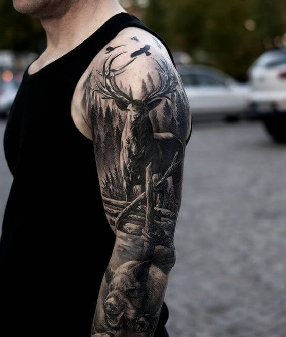 57 Attractive Hunting Shoulder Tattoo Designs