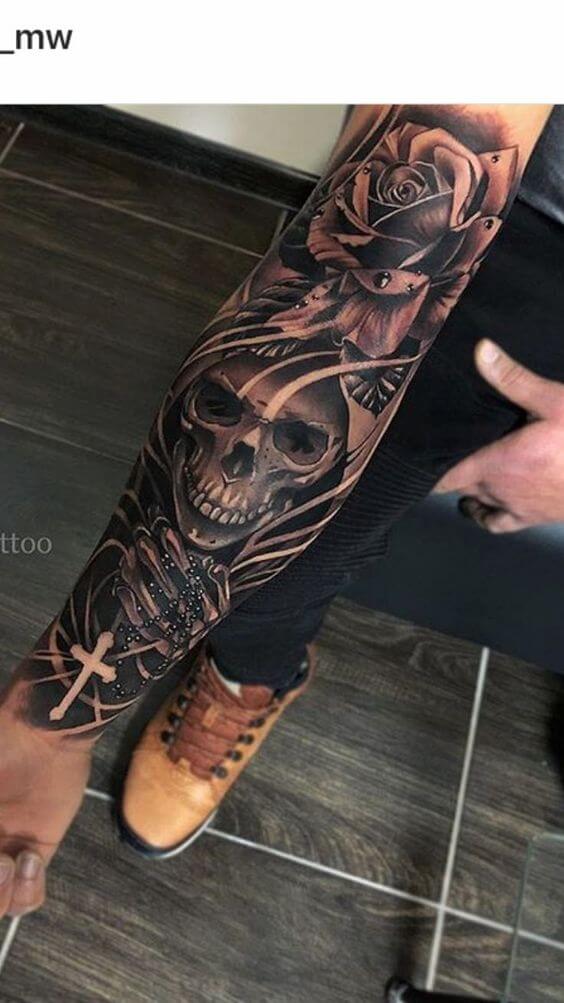 full sleeve santa muerte tattoo