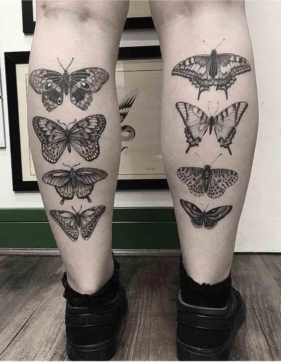 Butterfly tattoos on legs