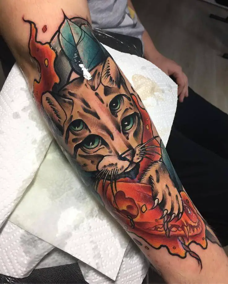 neo traditional cat tattoos