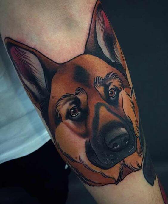 neo traditional dog tattoo idea