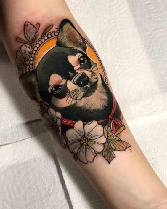 neo traditional dog tattoo