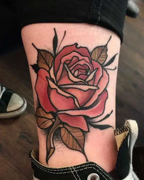 neo traditional rose tattoo